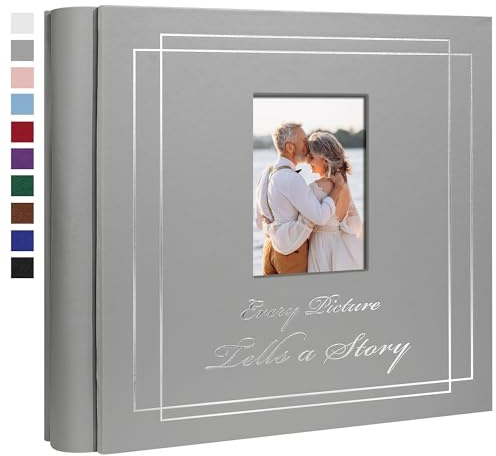 Hiwhy Fotoalbum, 10 x 15 cm, 1200 Fotos, Ledereinband, Hochzeitsfotoalben, extra großes Fassungsvermögen, Bilderbuch mit schönen Drucken, Geschenke für Hochzeit, Baby, Urlaub, Grau