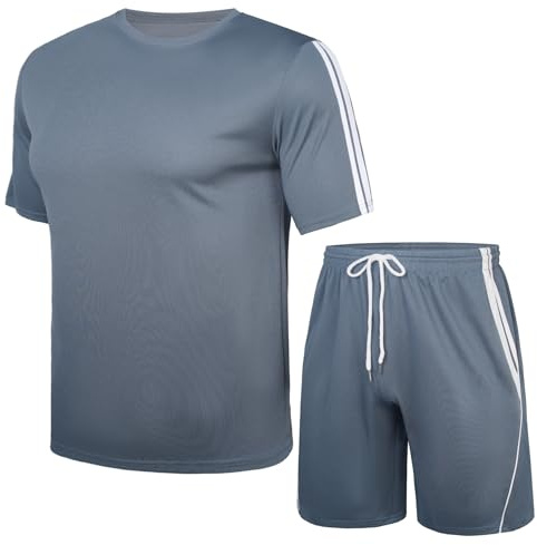 Nieery Ensemble de sport court homme vêtements de sport t-shirts et shorts d'entraînement sport hommes manches courtes ensemble de sport hommes d'entraînement short de sport tenue de sport