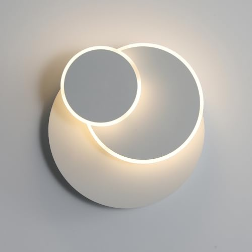 Toolight Wandleuchte Rund Innen, 15W Kreative 350° Drehbar Aluminum LED Wandlampe, Eclipse 3 in 1 Moderne LED Wandbeleuchtung Rund, 3000K Warmweiß für Schlafzimmer Wohnzimmer Treppenhaus