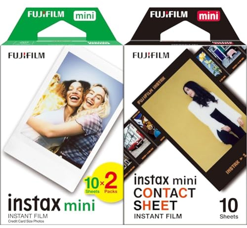 Fujifilm instax - Twin Films pour Mini - 86 x 54 mm - 20 Count (Pack of 1) & Film Mini Contact Sheet Border (10 Shot Pack)