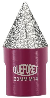 QUEFORET Broca de Chaflán de Diamante 20mm x M14 - Fresa para Biselar Amolar Recortar Agujeros en Cerámica Porcelánico Azulejos Mármol Granito