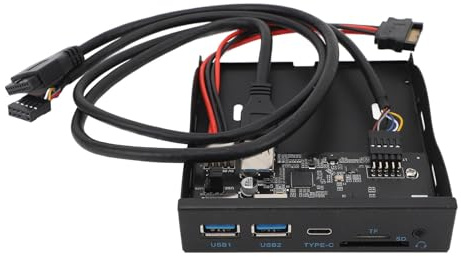 Frontpanel USB 3.0 Hub, 3,5 Zoll USB Hub, Frontpanel 19PIN auf C Anschluss mit 2xUSB3.0, 1xTYP C, HD Sound, SD Karten-/TF Kartenleser für OS X, Linux