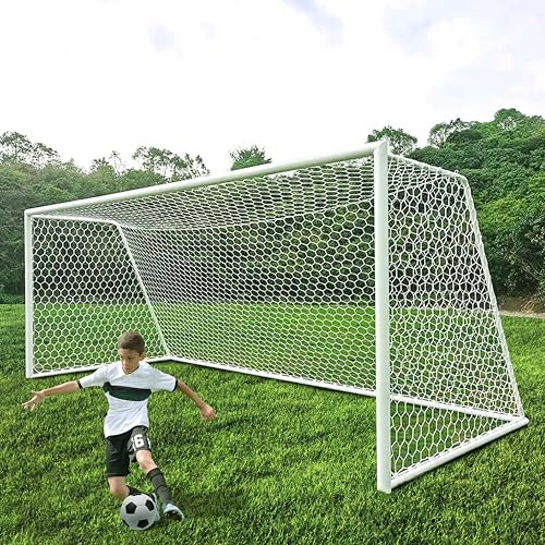 KAFILC Fußballtor Netz (NUR 7.32mx2.44m Netto) Fußball Tornetz 4mm-Stärke Ersatz Fußballtornetze Torpfostennetz Voller Größe Sechseck Großes hochfestem Netz für Garten Schule im Freien für 11 Personen