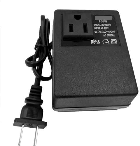 RWTRIIBN Convertisseur de Tension 200W, 220V à 110V, transformateur abaisseur, convertisseur de Tension, Adaptateur de Voyage, Prise UE/US/UK(US Plug)