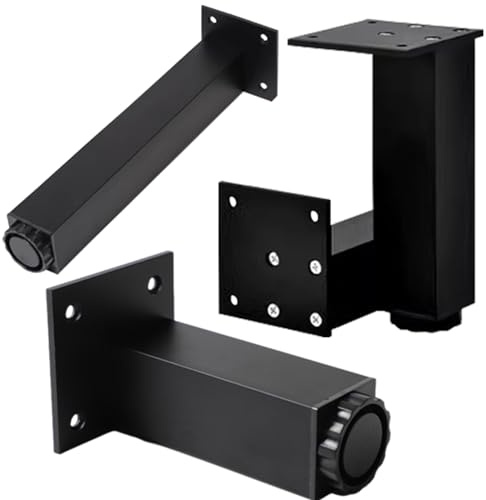 YJRZYQKXKL Furniture Legs Adjustable, 4pcs Square Furniture Feet Black Aluminum Alloy | Anodized Surface Table Legs Height: 3-40cm Sofa Legs Cabinet Legs Kitchen Foot-30cm/11.8
