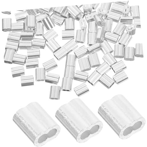 MUCKLILY 200pcs Steel Cable Aluminum Crimp Wire Rope Chuck for Wire Caps Cable Clipping in Workshop