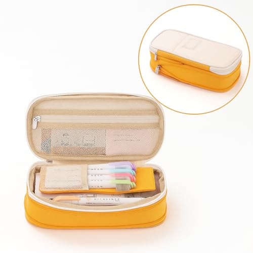 DKDDSSS Federmäppchen Mäppchen, Federtasche Federmappe, Schlamppermäppchen Etui Stifte, Federmäppchen Groß, Große Kapazität Pencil Case, Großes Federmäppchen, Federtasche Groß(Gelb), Lineal