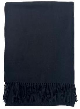 Elegante Pashmina in Cashmere e Lana Personalizzabile con Ricamo disponibile in più colori - Morbidezza e Calore Senza Compromessi - Sciarpa o Scialle da Donna - Nero