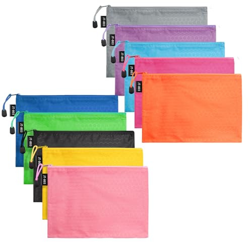 LUHIUMOYA A5-Stück Dokumententasche, Wasserdicht Dokumententasche mit Reißverschluss,Beutel für Papier, Dokumente, Datei, Kosmetika, Hausaufgaben（schwarz,Rosa,Blau,gelb,Grün）