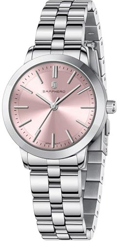 SAPPHERO Damenuhr Analog Quartz Armbanduhr Damen mit Edelstahlarmband 31mm Gehäusegröße 5ATM Wasserdicht Uhr Geschenk für Damen- Erhältlich aus Gold oder Silber