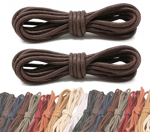 2 Paires Lacets En Coton Ciré Fins Business Oxford Lacets Chaussures D'IntéRieur Chaussures De Ville Chaussures En Cuir Unisexe Marron 120CM