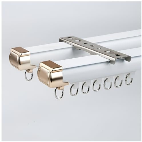 Aluminum Curtain Track Double Curtain Rod, Curtain Rail System Ceiling/Wall Mounted, Room Divider Ceiling Track For Curtains, Curtain Pole For Living Room Bedroom Shower Stall(White-ceiling,2.2m/7.2ft