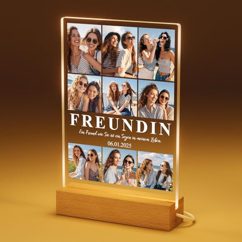 Bemaystar Personalisierte Beste Freundin Geschenke - Personalisierte Geschenke mit Nachtlicht, Foto Geschenke Personalisiert, Bilder personalisieren, Fotogeschenke für Freund Freundin Mama Freund