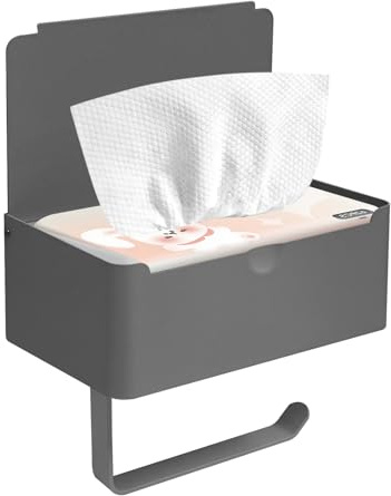 DOKKOME Toilettenpapierhalter Klopapierhalter Ohne Bohren Klorollenhalter Rollenhalter Toilet Paper Holder mit Feuchttücherbox Ablage für Badezimmer Selbstklebend Oder Bohren Schwarz Neu