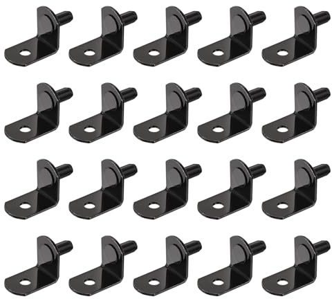 QUARKZMAN Winkelbodenträger, 40 Stück 5mm (1/5) L-förmige Stützhalterung Bodenträger Regalbodenhalter mit Loch für Möbel Schrank Schrankregale Zubehör, Schwarz