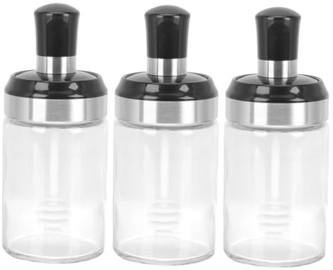 VERDANVERSE Contenitore per Sciroppo e Spezie da Cucina 3 Pezzi in Acciaio Inossidabile con Coperchio e Cucchiaio Multifunzionale per Uso Efficiente in Cucina