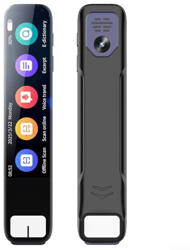 Lector de escaneo, bolígrafo traductor multilingüe, bolígrafos traductores inteligentes 134 idiomas en línea y 13 sin conexión soporte para dislexia (negro)
