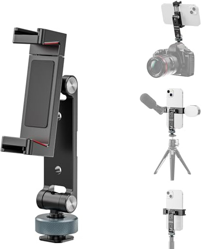 VYVIYON Metall Handyhalterung für Stativ, 360°Drehbar Handy Stativ Adapter | Smartphone Halterung mit 2 Kaltschuh und 1/4 Gewinde, Universelle Handyhalterung für Smartphone, Kamera, Selfie-Stick