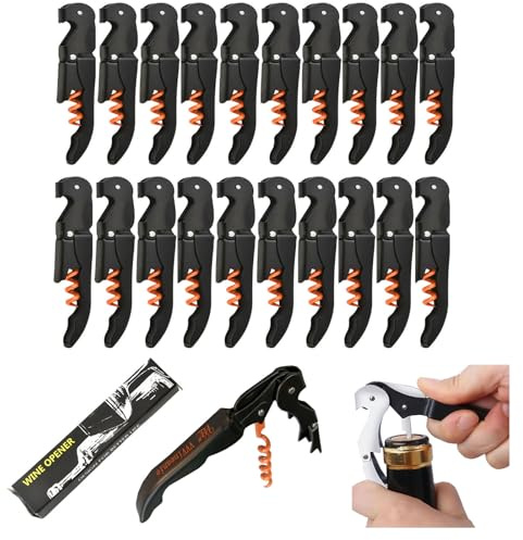 Ouverture de Bouteille de Vin, 70G Epaissi Double Charnières en Acier Inoxydable clé Avec Foile Cutte Pour Serveurs de Restaurant, Serveur Professionnel Tire-Bouchon Vin Ouvertures Set (10PCS, Orange)