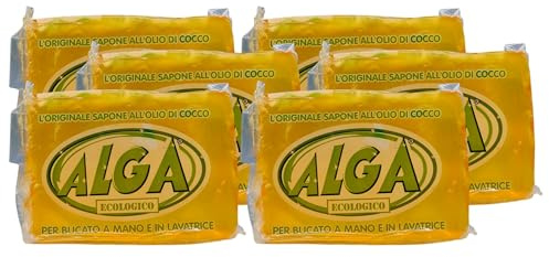 Sapone Ecologico Per Bucato a Mano e Lavatrice, Naturale all'Olio Di Cocco, Delicato Sulla Pelle. Ottima Azione Detergente, Biodegradabile 400g (6 Unità)