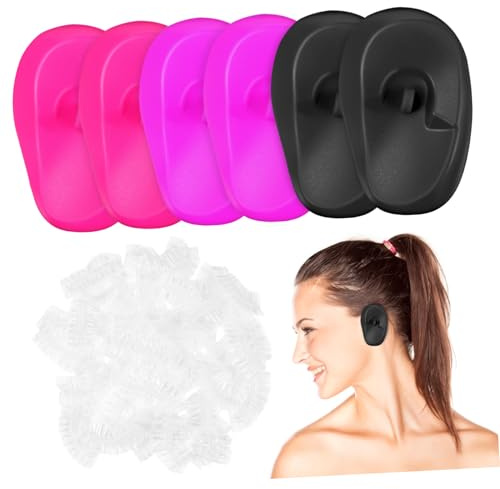STOBAZA 206pcs Hair Dye Ear Covers Silicone Ear Protectors for Shower and Salon Use for Hair Coloring and Washing Easy to Use and Replace