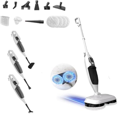 TORDER Steam Mop, lavapavimenti a Vapore per la Pulizia, pulitore a Vapore Portatile Multiuso, 13 Accessori, per Pavimenti in Legno, Laminato, Vinile, Piastrelle, Marmo