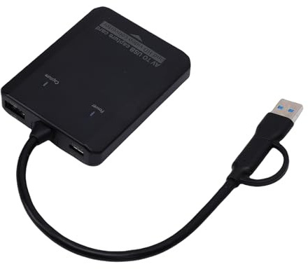 Tangxi Convertitore da VHS A Digitale, Scheda di Acquisizione Video USB AV Analogico Digitale A HD 1080P 720P con Doppio Ingresso USB A e C, per Videoregistratore, Lettore DVD,