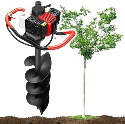 DPQYJPP Excavadora Postes Gasolina 4 Tiempos, 1500W/12000r/min, barrena Tierra a Gasolina, barrena Tierra inalámbrica, excavadoras para Postes cercas, Tierra jardín y árboles, 8 Tipos Brocas. 6cm