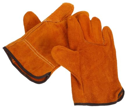 Kisangel Guanti da Saldatore Resistenti al Calore Unisex in Pelle Corta Guanti Protettivi per Saldatura e Manutenzione Industriale Protezione Termica per Uso Esterno