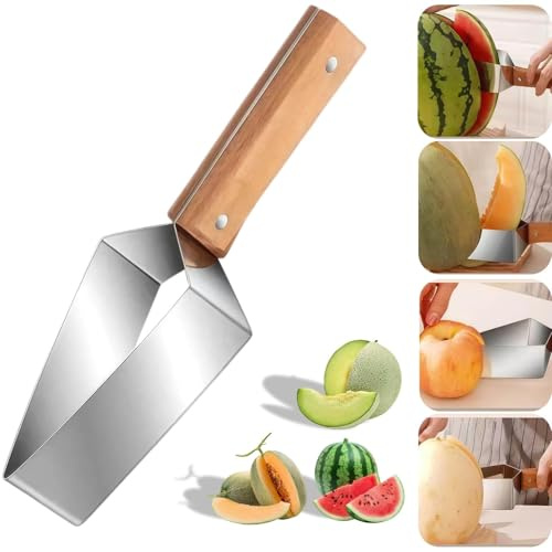 Affettatore di Anguria Triangolare 2026, Tagliavmeloni in Acciaio Inox, Tagliavmeloni a Triangolo, Strumento Rapido per Affettare Meloni per Cucina, Campeggio e Picnic (1pcs)