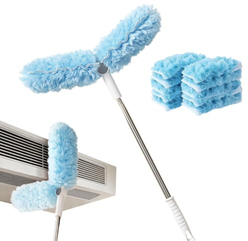 Lång Dammvippa för Högt i Med förlängningsskaft mikrofiber | Långt Handtag Dammvippa Rengöringsverktyg För Väggar Persienner Luftkonditioneringsventiler Lampor Och