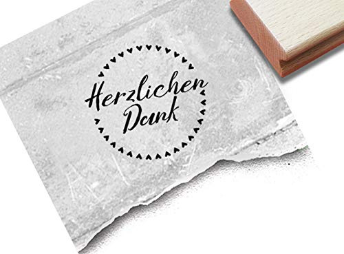 Stempel Herzlichen Dank mit Herzen - Textstempel rund Dankeschön Danksagung Gastgeschenk Karten Geschenkanhänger Basteln Deko Scrapbook - zAcheR-fineT