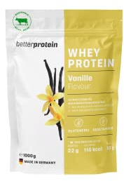 Whey Protein - Vanille 1 kg - Produziert in Deutschland aus regionaler Milch - BetterProtein® - Eiweißpulver zum Muskelaufbau und Abnehmen - Beutel
