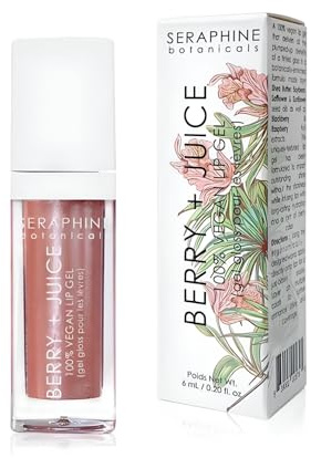 Seraphine Botanicals Berry + Juice - 100% Vegan Lip Gel Tinted Gloss 0.20 fl oz - Rose Currant