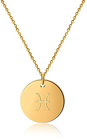 GD GOOD.designs Catena zodiacale oro 18 carati Pesci - impermeabile I Collana placcata oro con ciondolo dell'oroscopo I Collana zodiacale in acciaio inox per signore