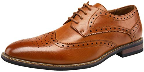 Jousen Men's Dress Shoes Wingtip Brogue Oxfords for Men Formal Business Derby Shoe (AMY601 Yellow Brown 11)