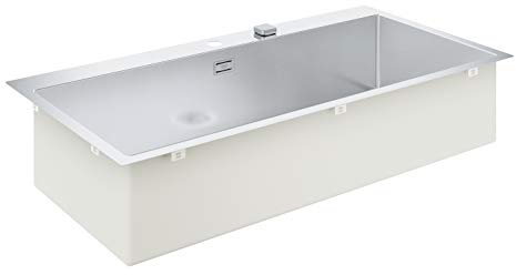 GROHE K800 - Edelstahlküchenspüle (1 Becken, Zubehör beiliegend: Exzenterbedienung, Ablaufgarnitur, Siebkorbventil, Montageset), edelstahl, 31586SD1