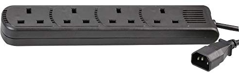 PRO ELEC PEL01206 IEC C14 Plug to 4-Gang mains Extension Lead 2m, Black
