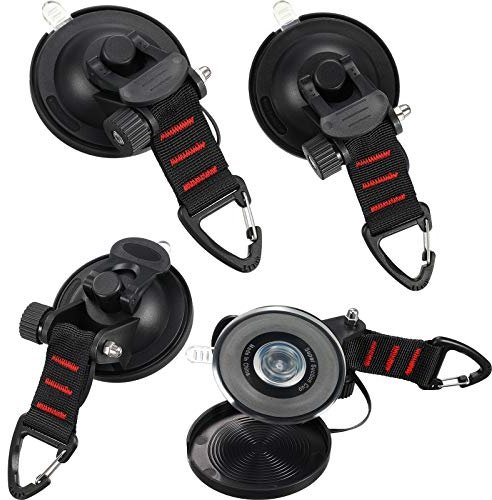4 Pièces Ancre à Ventouse avec Fixation du Crochet d'Arrimage, Crochet de Fixation de Ventouse Auvent pour Tentes Latéral de Voiture Accessoire de Bâche de Camping