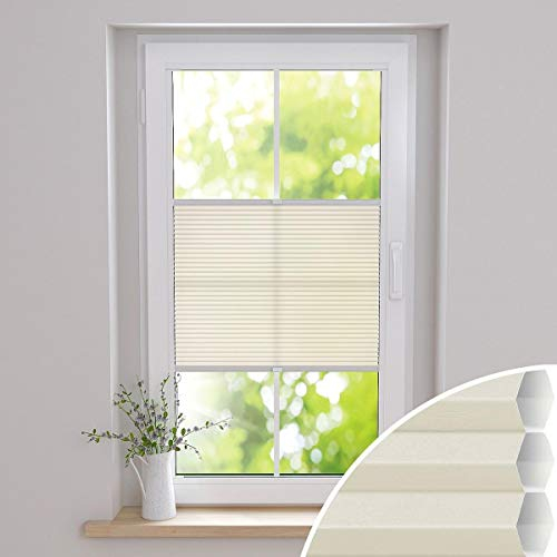 Gardinen21 Duette Wabenplissee nach Maß in der Glasleiste mit Montage | Waben-Plissee mit Bohren im Wunschmaß | Maßgefertigt für Türen & Fenster | Lichtdurchlässig, Sichtschutz und Schallschutz