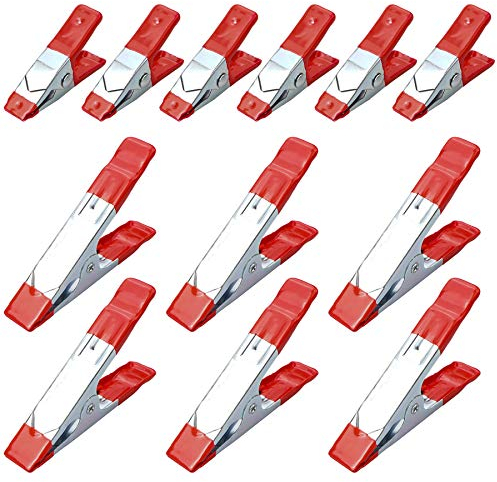 YSDMY Klemmzwingen Metall 12 Stück Federzwingen mini 50mm/100mm Federklemmzwingen Stark Leimzwingen Set Gummi überzogener Spitze-Griff-Halter für Kampierendes Plane Handwerk