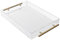 Kurtzy Klares Acryl Tablett Serviertablett Kunststoff mit Goldenen Griffen - L46 x B27,5 cm - Großes Deko Tablett Rechteckig Auslaufsicher - Tee / Kaffee, Getränke, Frühstück & Essen Tablett