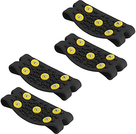 HoveeLuty EIS Schneeschuhgriffe Schnee Spikes Griffe Schuhe Steigeisen Grob Sandplatte Über Schuh 5 Gestüt Klettern Crampon Spikes Für Stiefel 2pairs, Schwarze Zähne: 5 Zähne