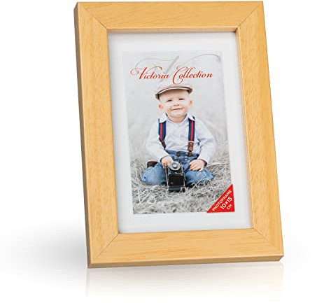 Victoria Collection Cadre Photo en Bois pour Photos 10x15 cm - Cadre Naturel en Verre pour De Beaux Souvenirs | Cadre Photo Autoportant pour Affichage Mural & de Table, Format Vertical & Horizontal