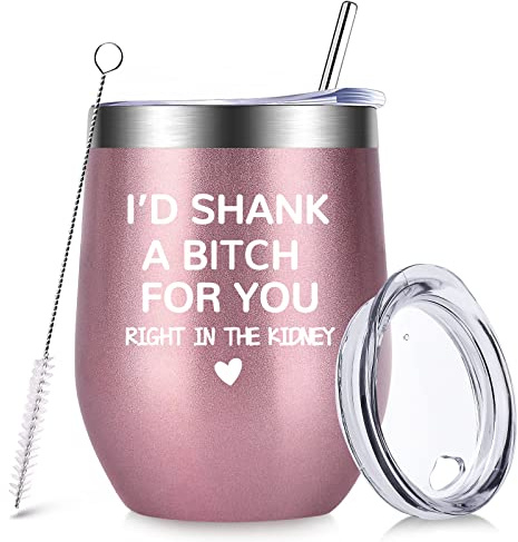 Best Friend Funny Gifts for Women,12OZ Tumbler,Friendship Gifts for Women | Stainless Steel Travel Tumbler with Straw Lid,Funny Secret Santa Pesents for Women Friends Her on Christmas