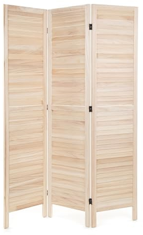 DESIGN DELIGHTS RAUMTEILER Cottage | 3-teilig, Holz, 170x120 cm (HxB) | Natur Raumtrenner, Faltwand, Sichtschutz, Raum Trennwand, Paravent, Stellwand | Farbe: Natur