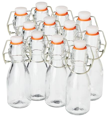 VBS Lot de 12 mini-bouteilles à étrier 14 cm de haut 100 ml de contenance Bouteille décorative Bouteille