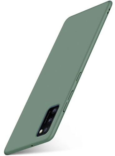 moex für Samsung Galaxy A41 Hülle Ultra Dünn, Schutzhülle mit erhöhtem Kameraschutz, Slim Cover Hardcase Backcover, Dünnste Handyhülle Minimalistisch Alpha Case, Matt Oliv