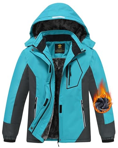 MoFiz Jackor Flicka Vinter Skidjacka Nina Ski Junior Jackor Vinter Ski Jacket med huva, Blå, 6-7 år