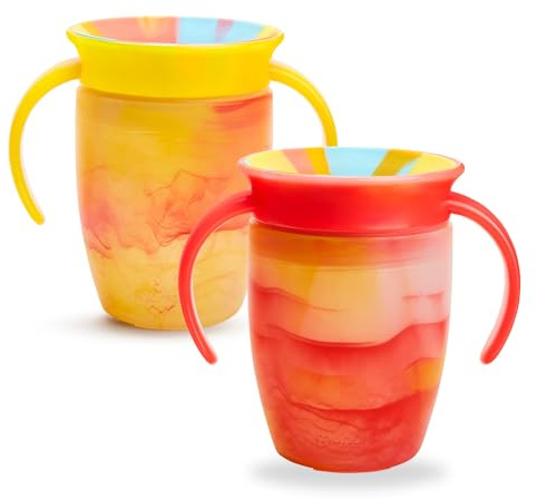 Munchkin Miracle Baby sippy Cups (2-pack), gratis flödesbehållare för småbarn, träningskopp, BPA-fri, spillfri, diskmaskinssäker vattenflaska med Easy-Grip-handtag.